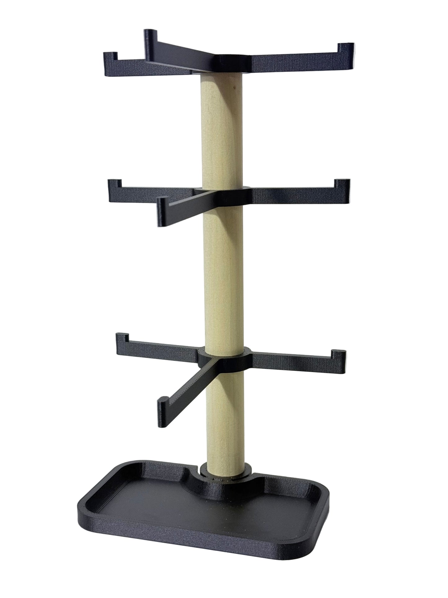 Sleek Triple-Tier Eyewear Stand with Accessory Tray